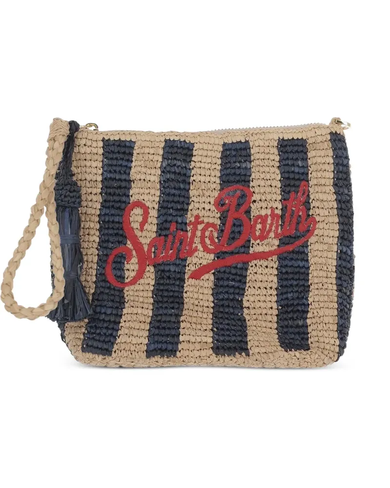 MC2 Saint Barth Gestreifte Clutch mit Logo-Stickerei - Braun Braun