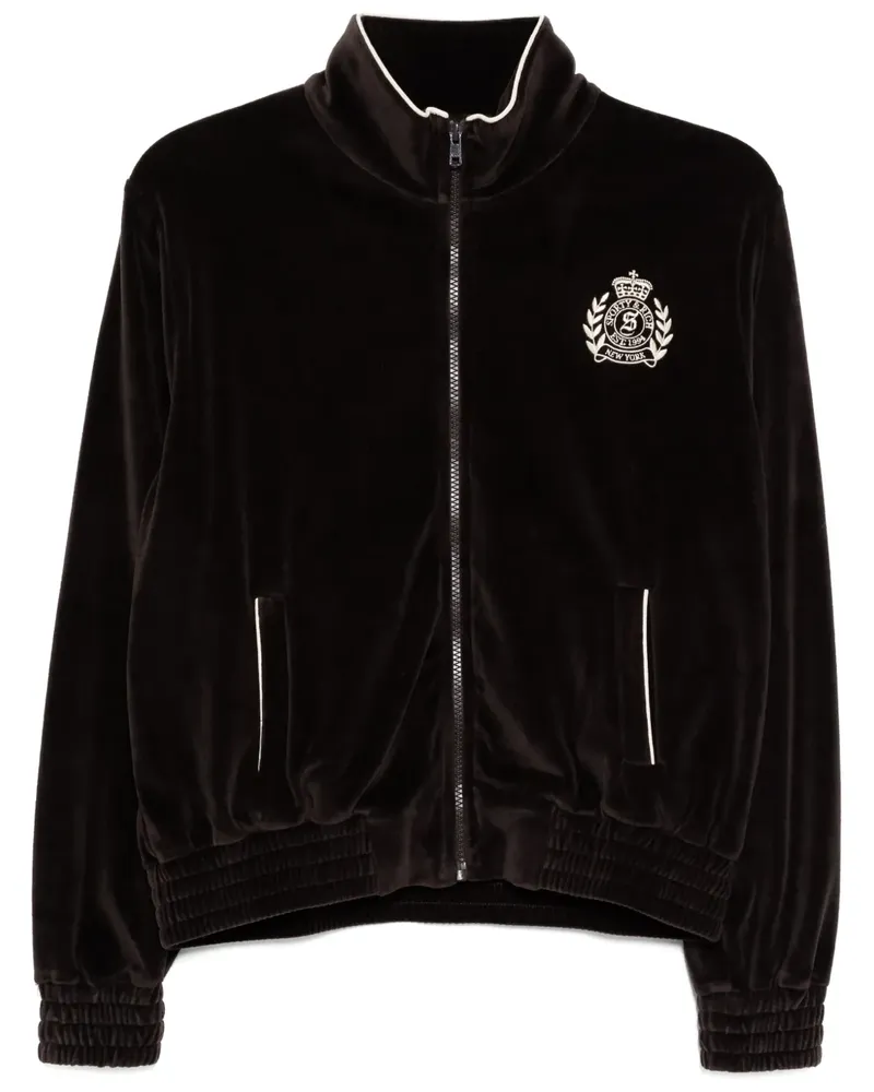 SPORTY & RICH NY Crest Sportjacke aus Velours - Braun Braun