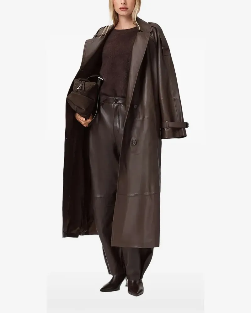 AllSaints Reed Ledermantel mit Gürtel - Braun Braun