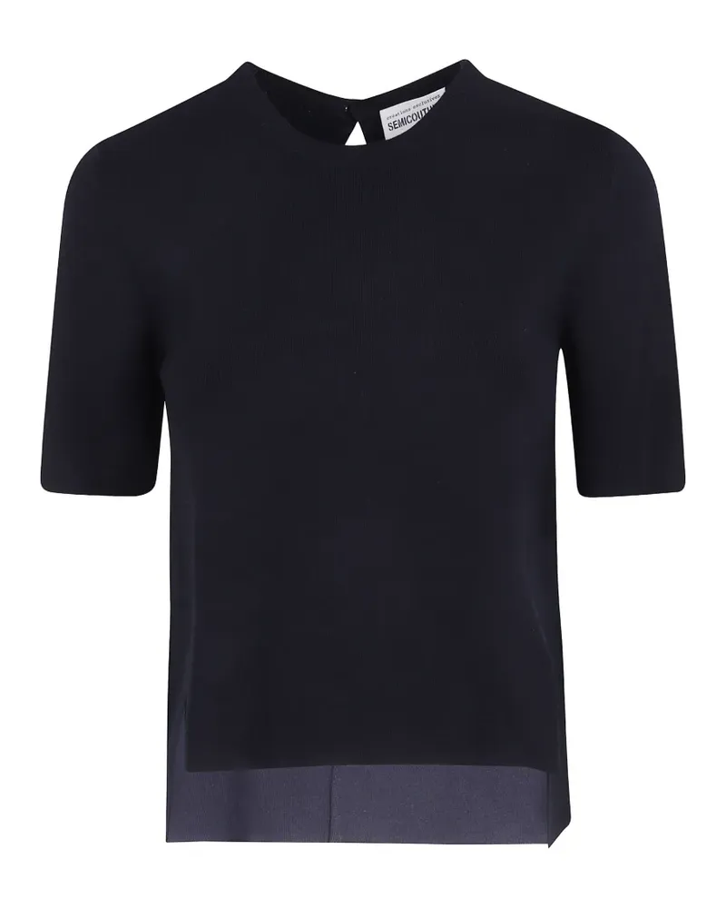 Semicouture keyhole-back short-sleeve sweater - Schwarz Schwarz