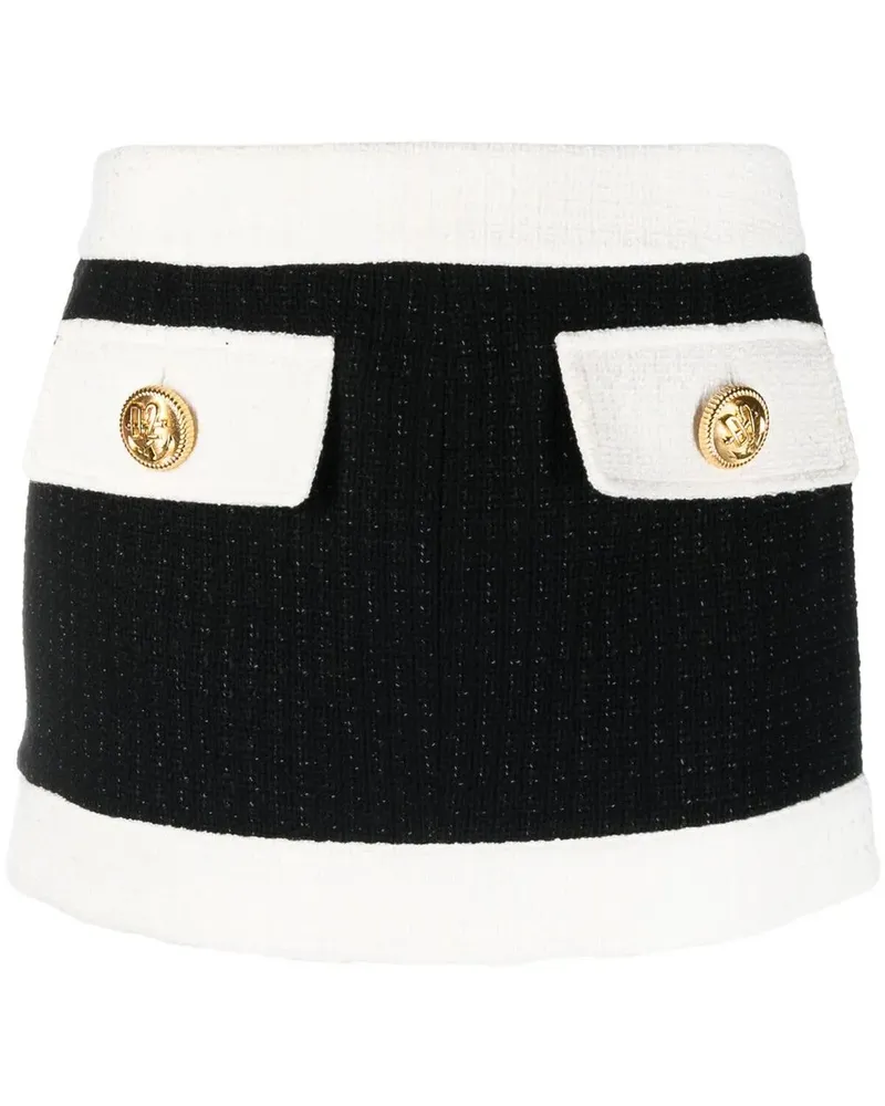 Dsquared2 Zweifarbiger Tweed-Rock - Schwarz Schwarz