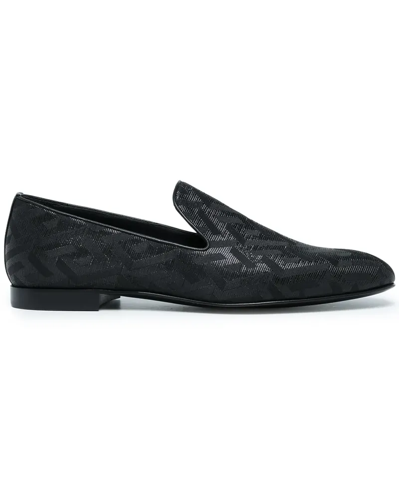 Versace La Greca Slipper im Metallic-Look - Schwarz Schwarz