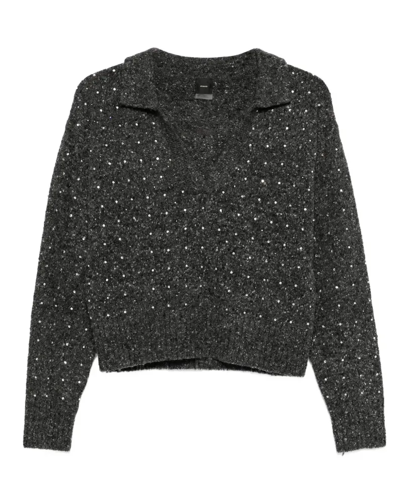 Pinko Pullover mit strassverziertem Kragen - Grau Grau