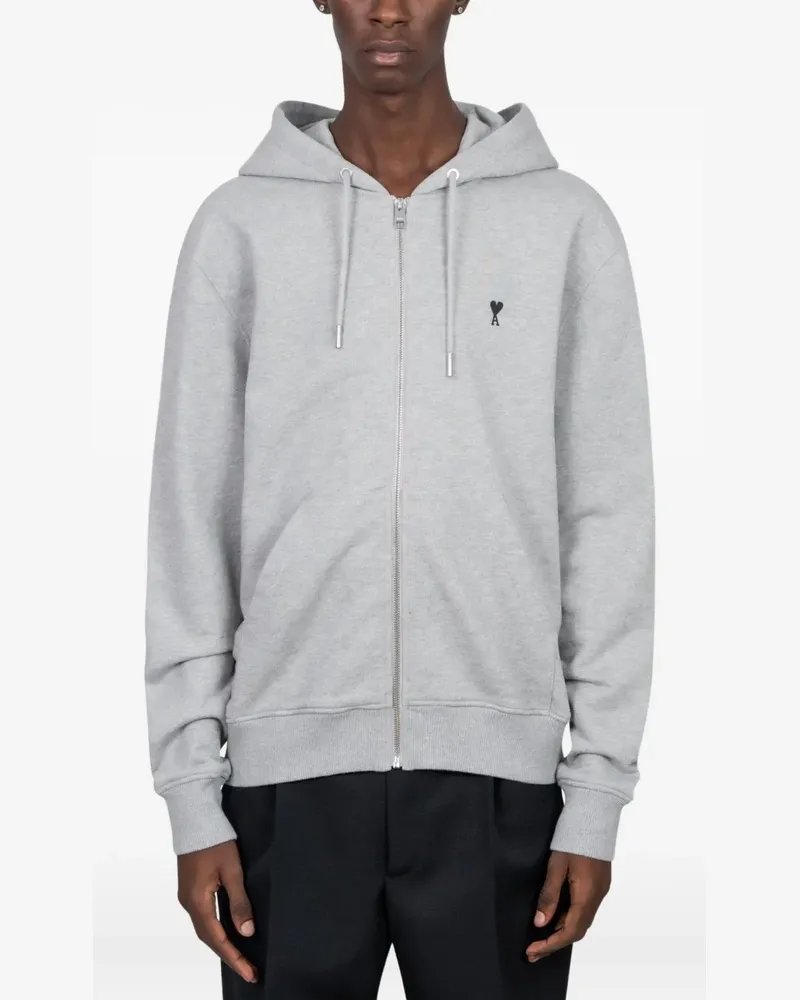 AMI Paris Kapuzenjacke mit Logo-Stickerei - Grau Grau