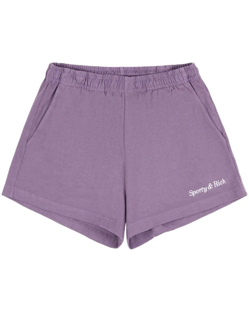 SPORTY & RICH Disco Shorts mit Logo-Stickerei Violett