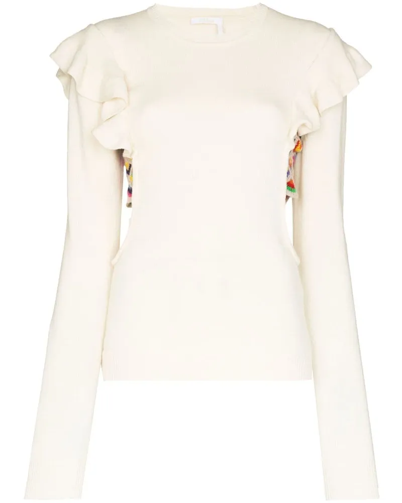 Chloé Pullover mit Cut-Outs - Weiß Weiß