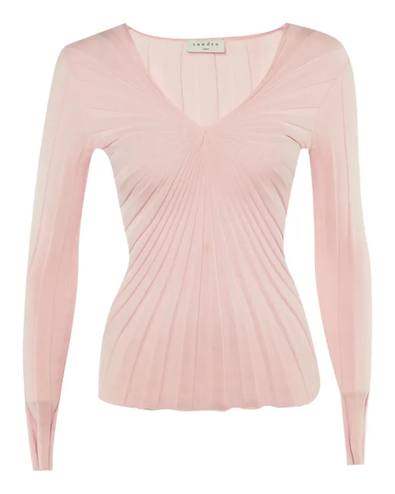 Sandro rib-knit long-sleeve sweater - Rosa Rosa