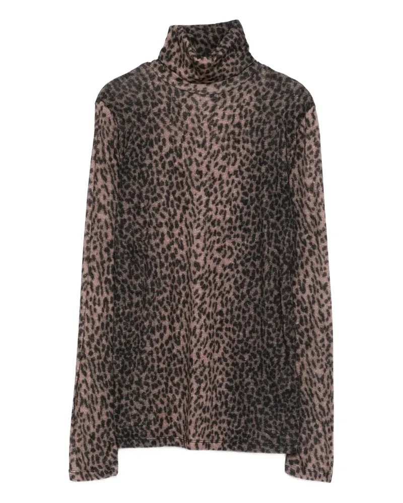 Majestic leopard-print turtleneck top - Braun Braun