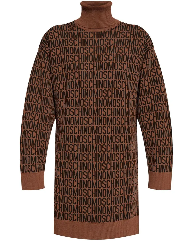 Moschino Kleid mit Intarsien-Logo Braun