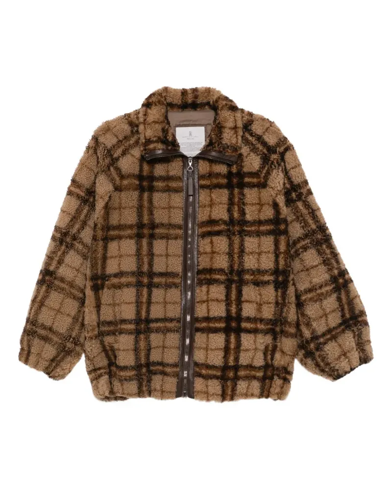 Brunello Cucinelli Karierte Jacke aus Shearling - Braun Braun