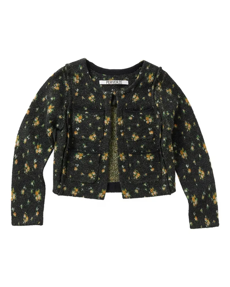 PERVERZE floral-print wool cardigan - Grün Grün