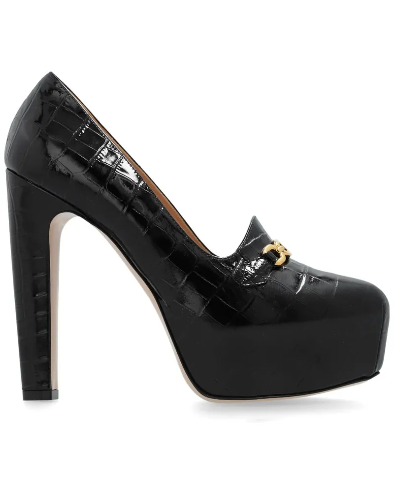 Tom Ford Whitney Plateau-Pumps mit Kroko-Optik 135mm - Schwarz Schwarz