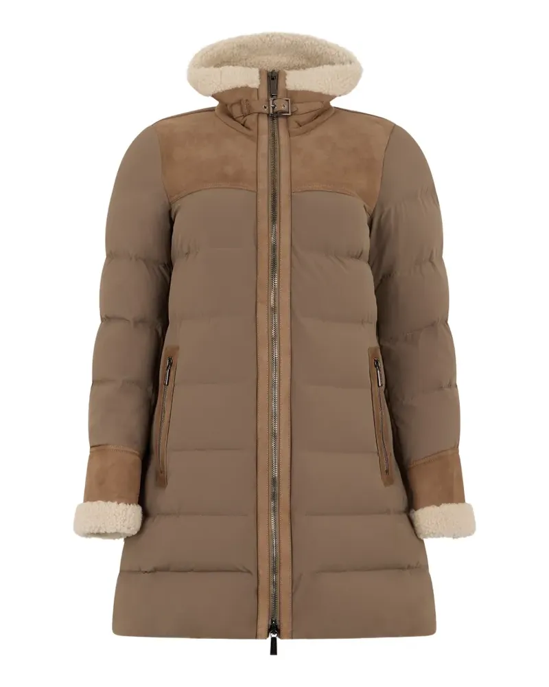 MOORER Wattierte Hulya-Mkn Jacke mit Shearling-Besatz - Braun Braun