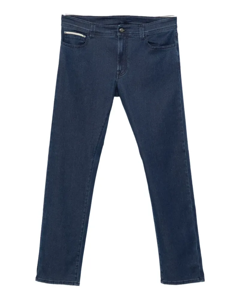 Canali logo-patch straight-leg jeans - Blau Blau