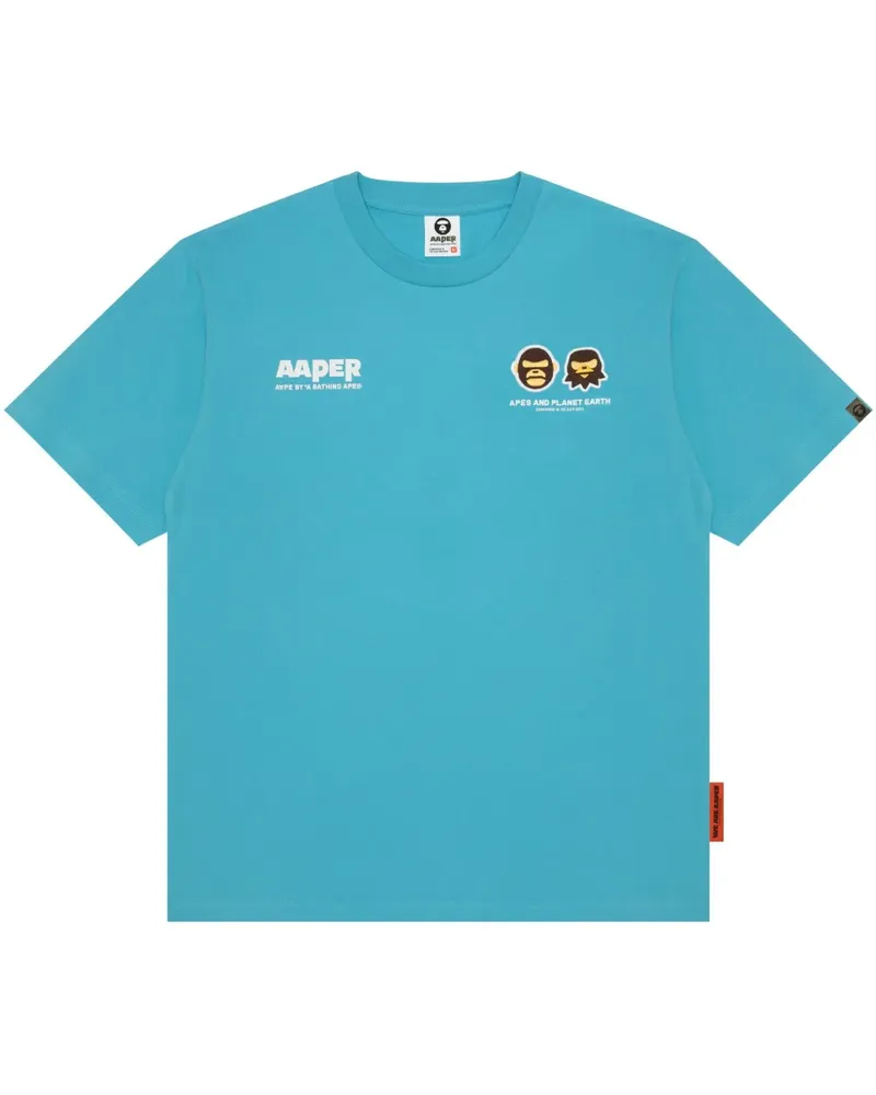 BAPE T-Shirt mit Logo-Applikation - Blau Blau