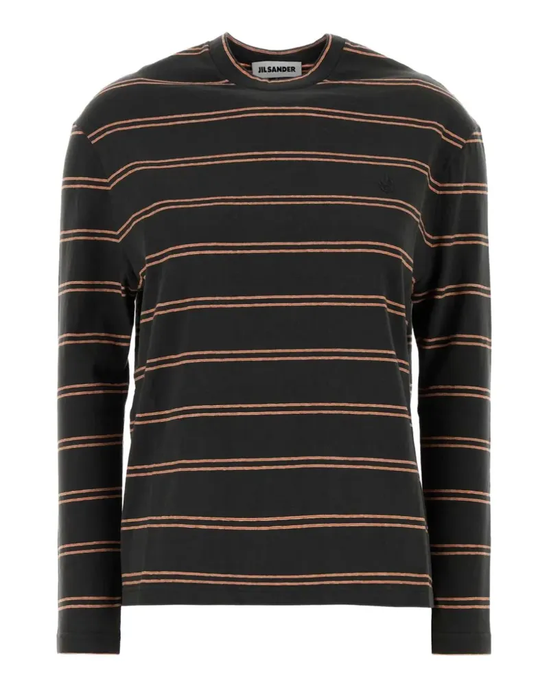 Jil Sander striped embroidered T-shirt - Schwarz Schwarz