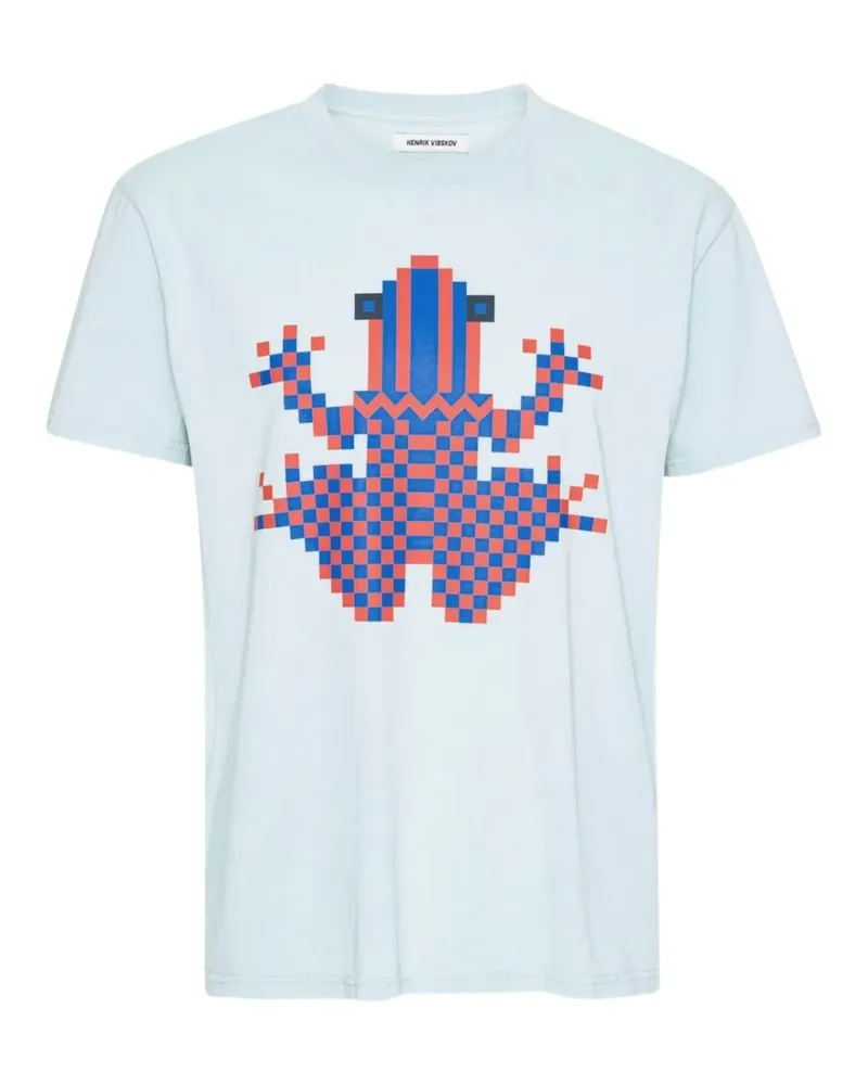 Henrik Vibskov T-Shirt mit Kreuzstich - Blau Blau