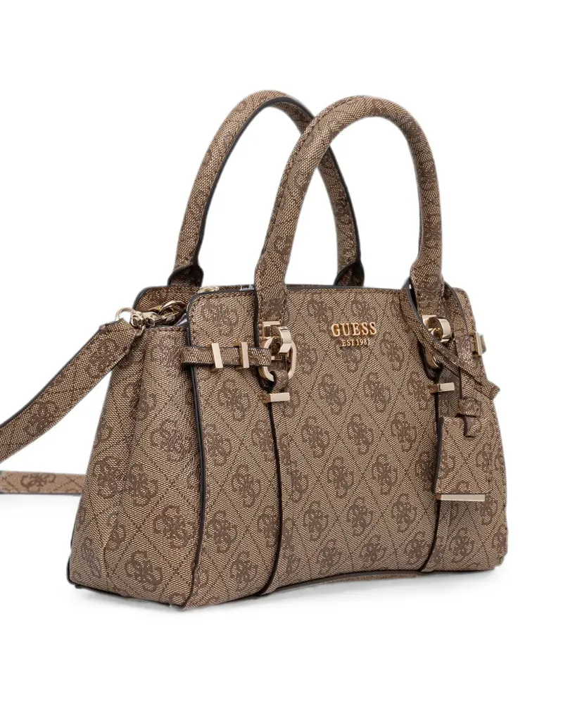 Guess Leona Schultertasche mit Monogramm-Print - Braun Braun