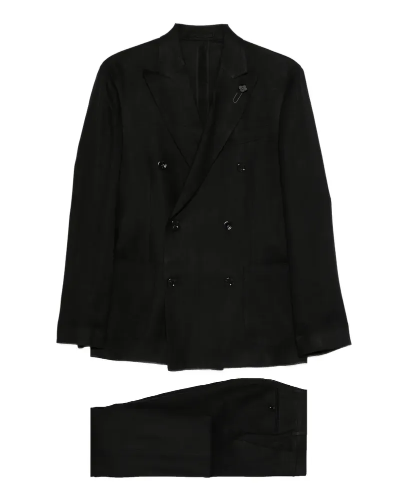 LARDINI Doppelreihiger Anzug - Schwarz Schwarz