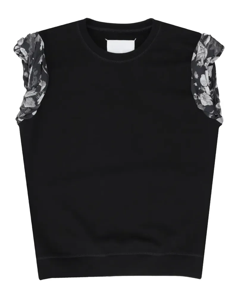 Maison Margiela floral-print ruffled sweatshirt - Schwarz Schwarz