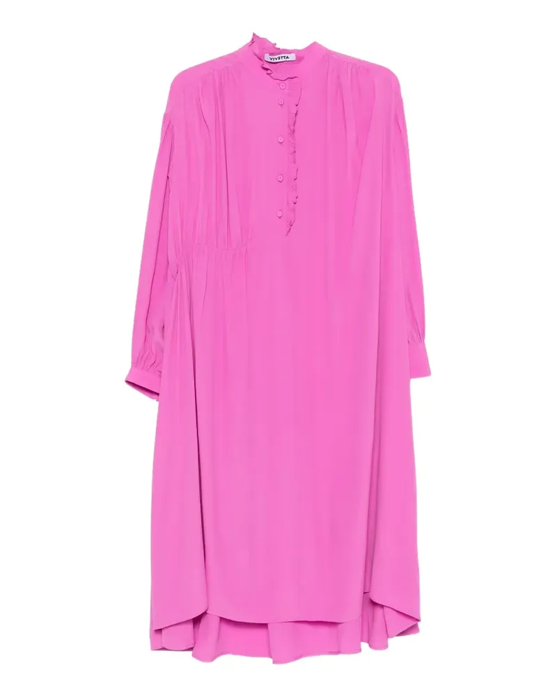 Vivetta ruffled-trim gathered dress - Rosa Rosa