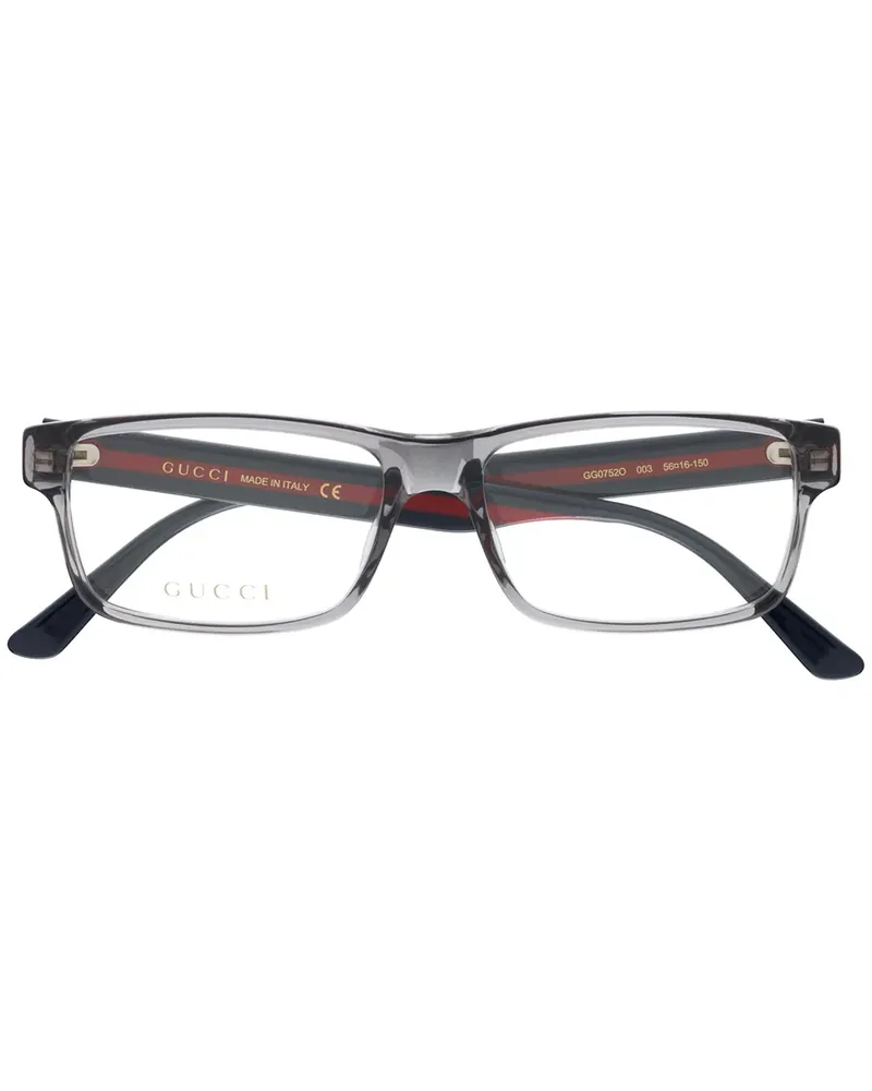 Gucci Eckige Brille mit Webstreifen - Blau Blau