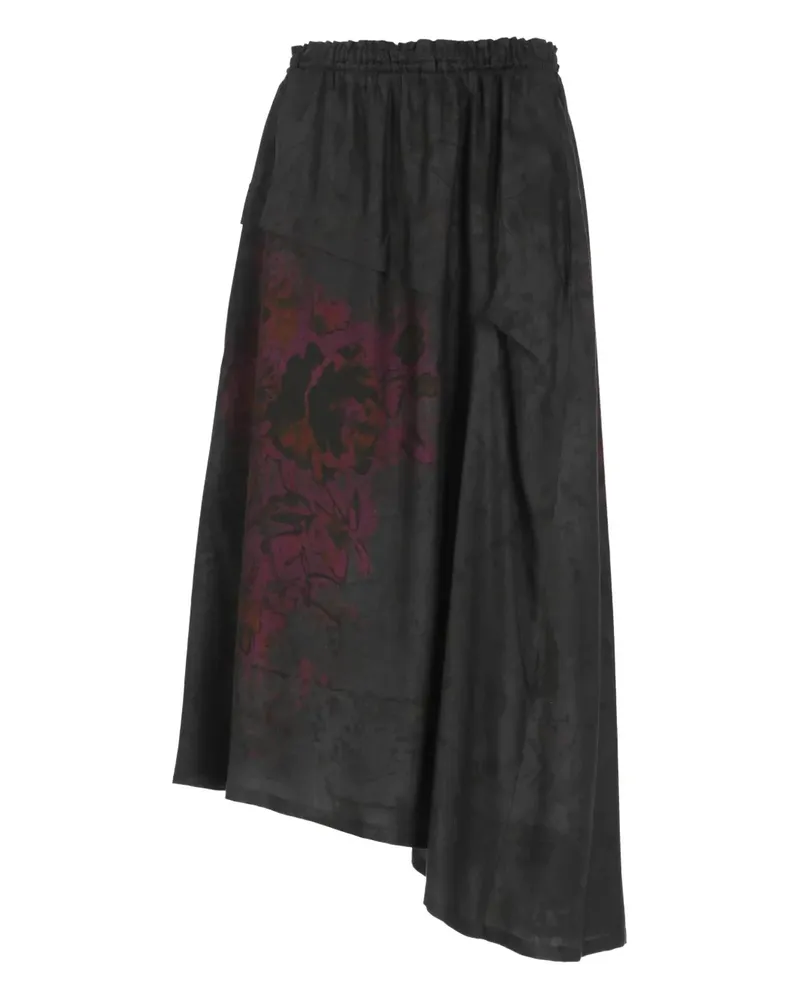 Yohji Yamamoto Asymmetrischer Rock mit elastischem Bund - Schwarz Schwarz