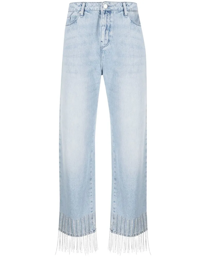 Karl Lagerfeld Cropped-Jeans mit Fransen - Blau Blau