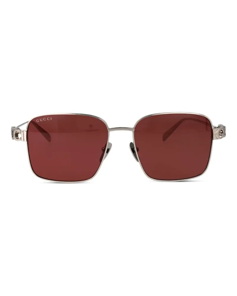 Gucci Sonnenbrille mit eckigem Gestell - Silber Silber