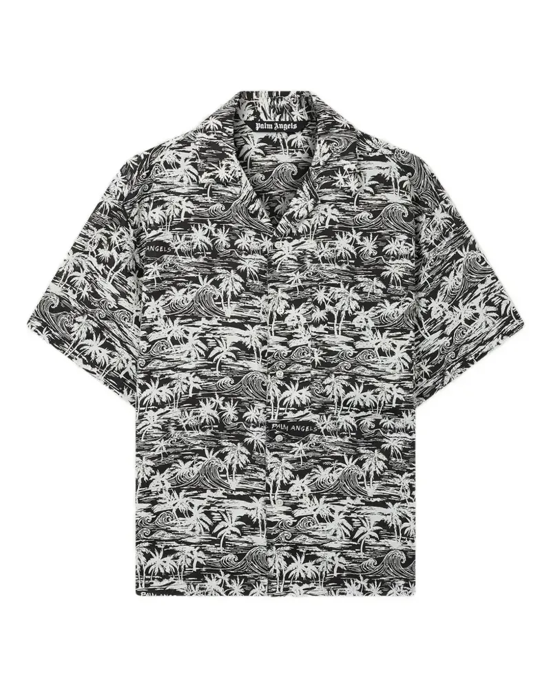 Palm Angels Palm Waves linen bowling shirt - Schwarz Schwarz