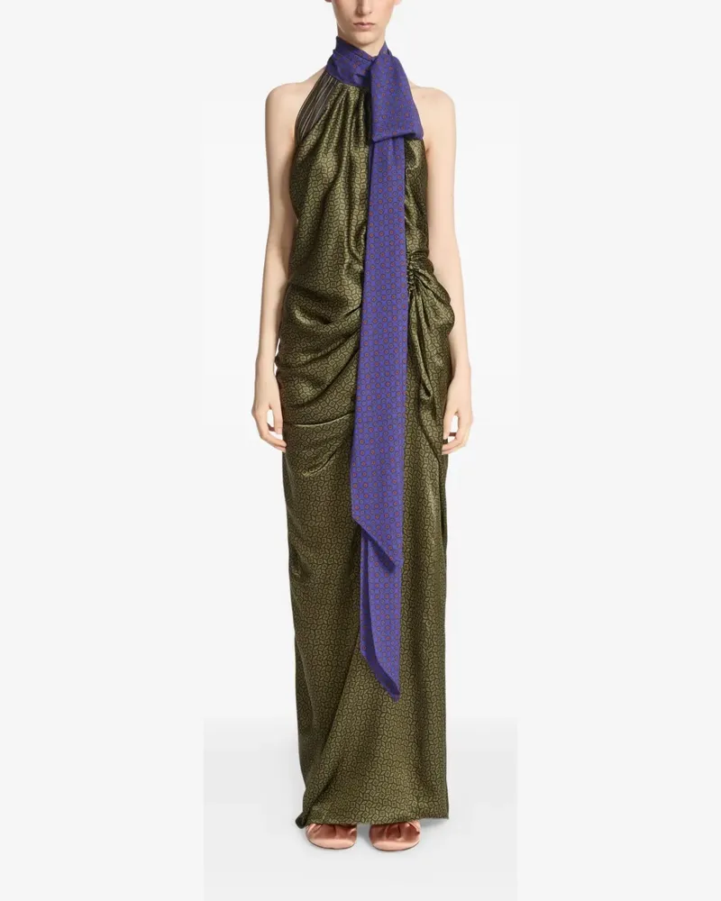 Dries van Noten Drapiertes Seidenkleid - Grün Grün