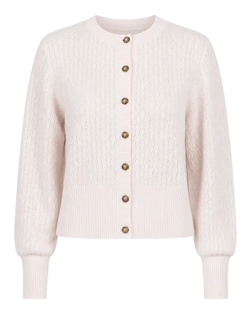 Le Kasha 1918 Gaya pointelle-knit cardigan - Nude Nude