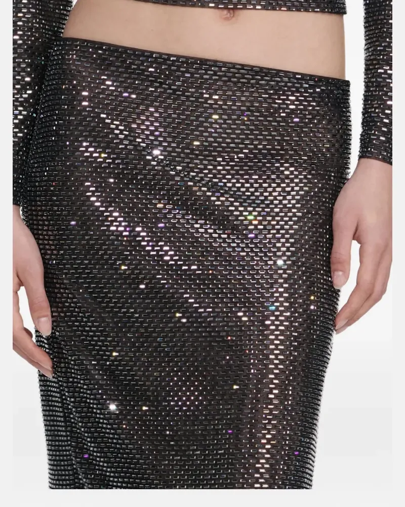 Self-Portrait embellished midi skirt - Schwarz Schwarz