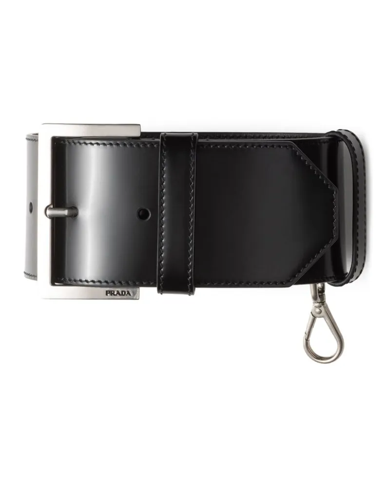 Prada Handgelenkschlaufe aus Leder - Schwarz Schwarz