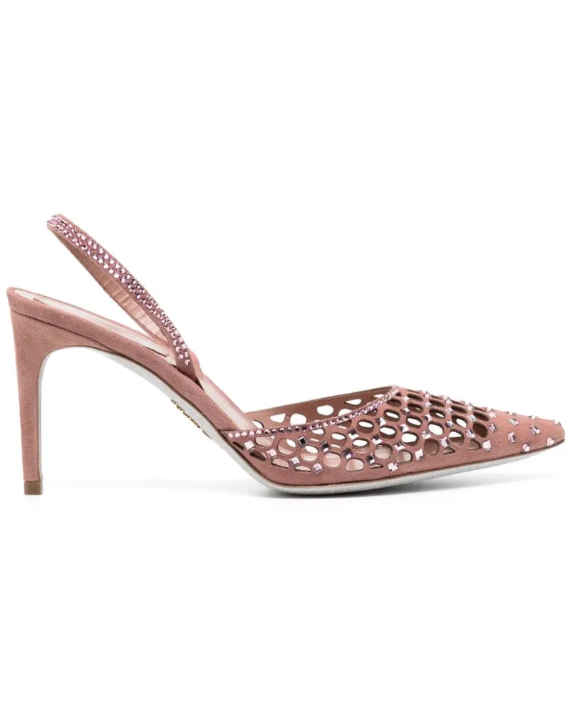René Caovilla Pumps mit Kristallen 80mm - Rosa Rosa