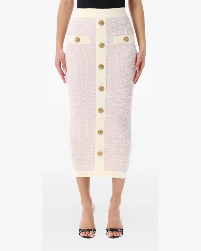 Balmain button-detail midi skirt - Rosa Rosa