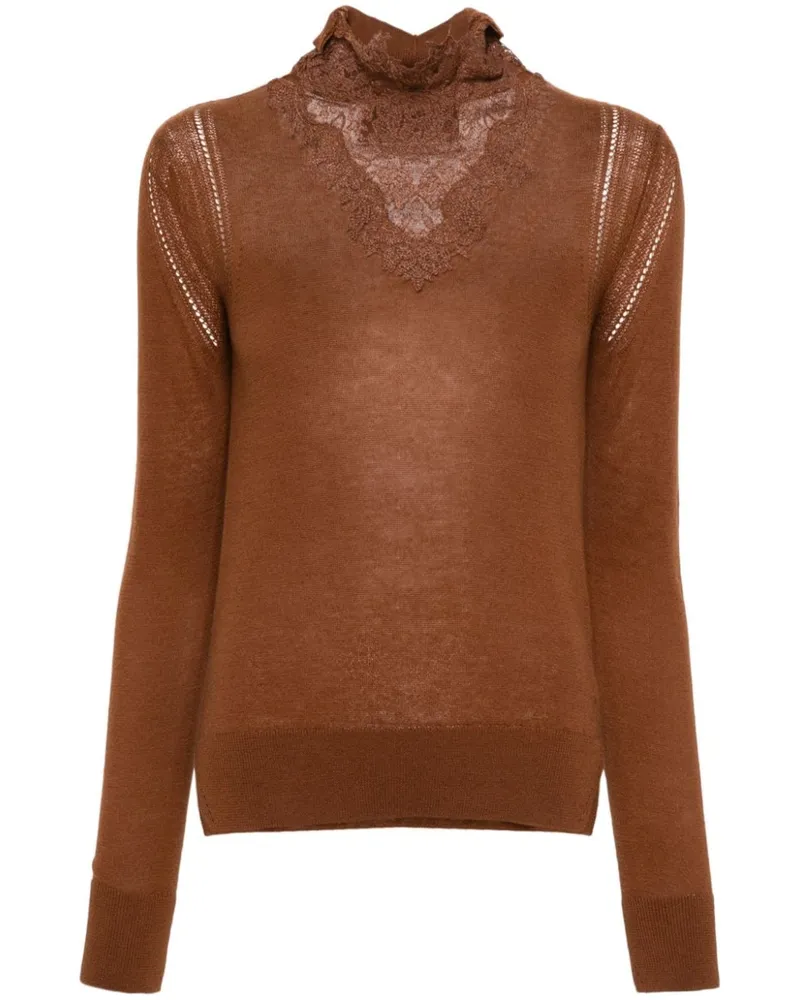 Ermanno Scervino Pullover mit Stehkragen Braun