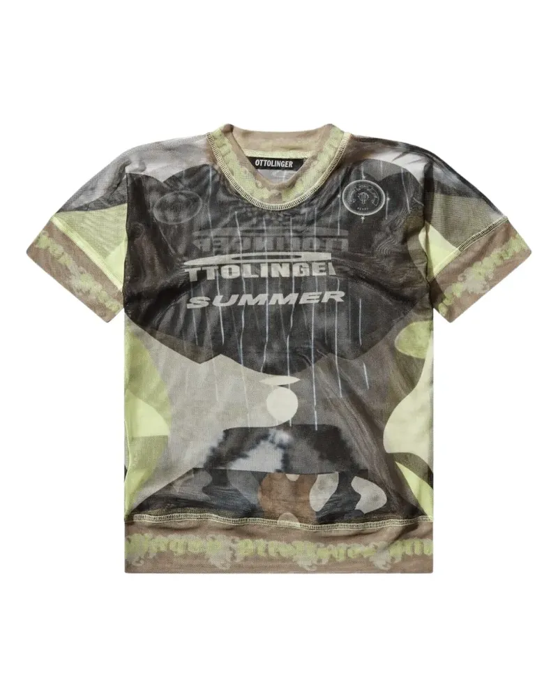 OTTOLINGER graphic-print mesh T-shirt - Braun Braun