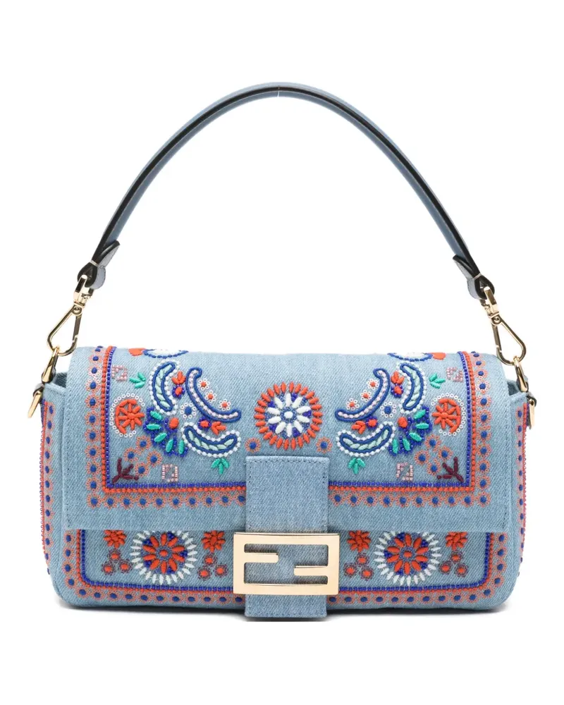Fendi Baguette bead-embroidered shoulder bag - Blau Blau