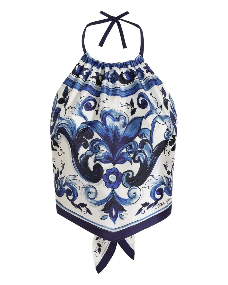 Dolce & Gabbana Majolica Neckholder-Top - Blau Blau