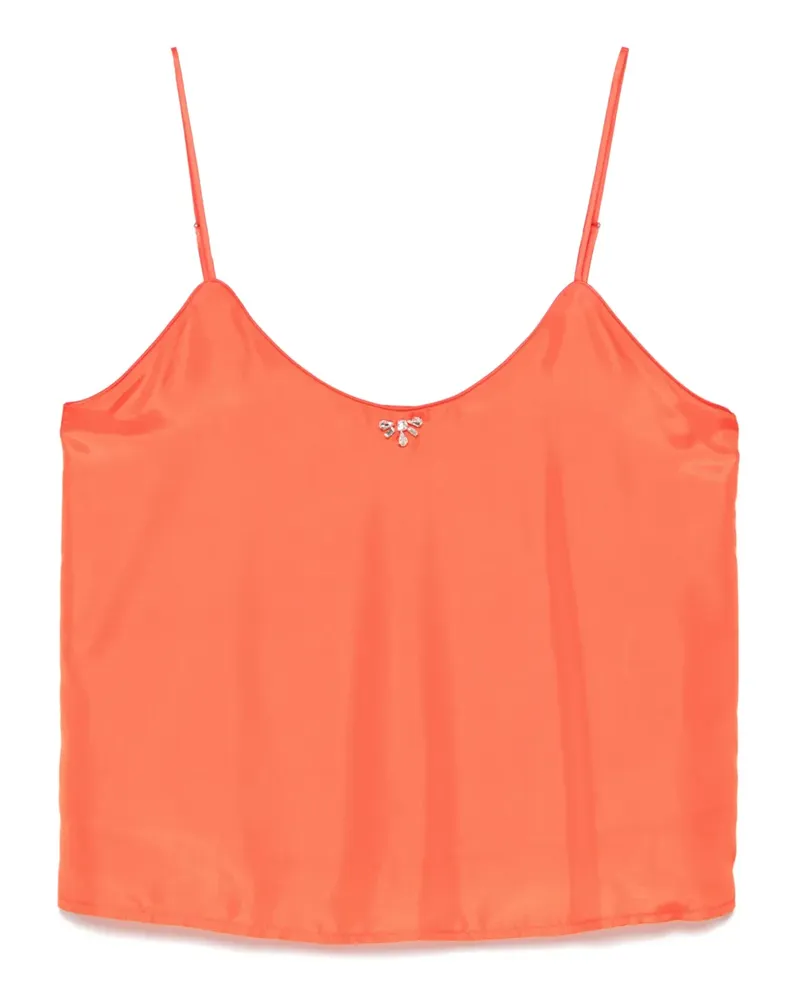 forte_forte Cropped-Top mit Kristallen - Orange Orange