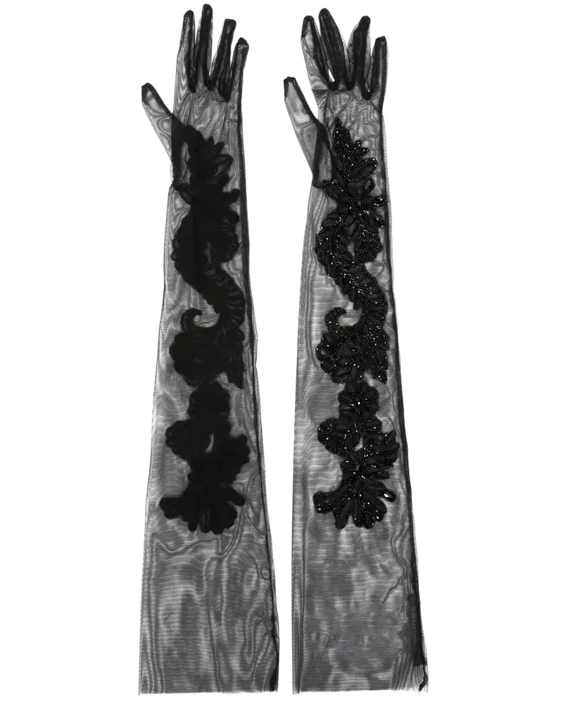 Alberta Ferretti Bestickte Handschuhe - Schwarz Schwarz