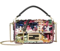 Mini Tasche mit Pailletten mit Logo-Schild - Blau