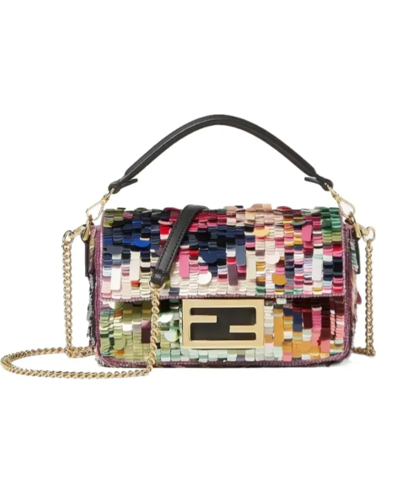 Fendi mini logo-plaque sequins-embellishment bag - Blau Blau