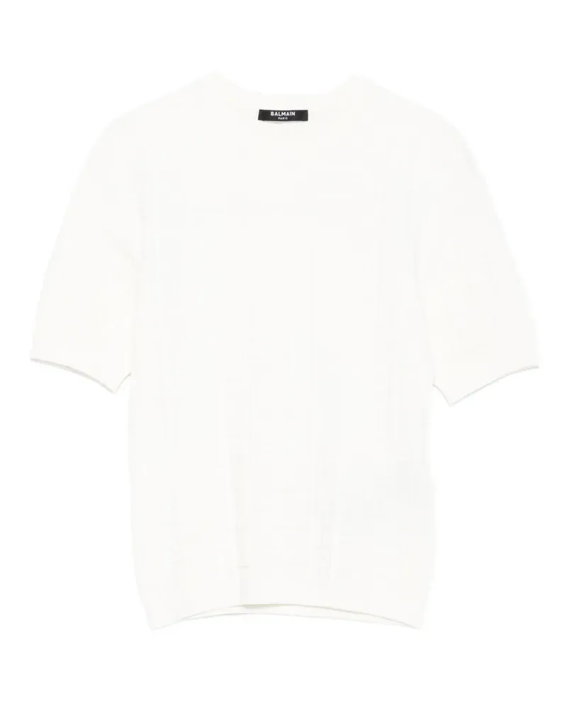 Balmain Strukturiertes T-Shirt - Weiß Weiß