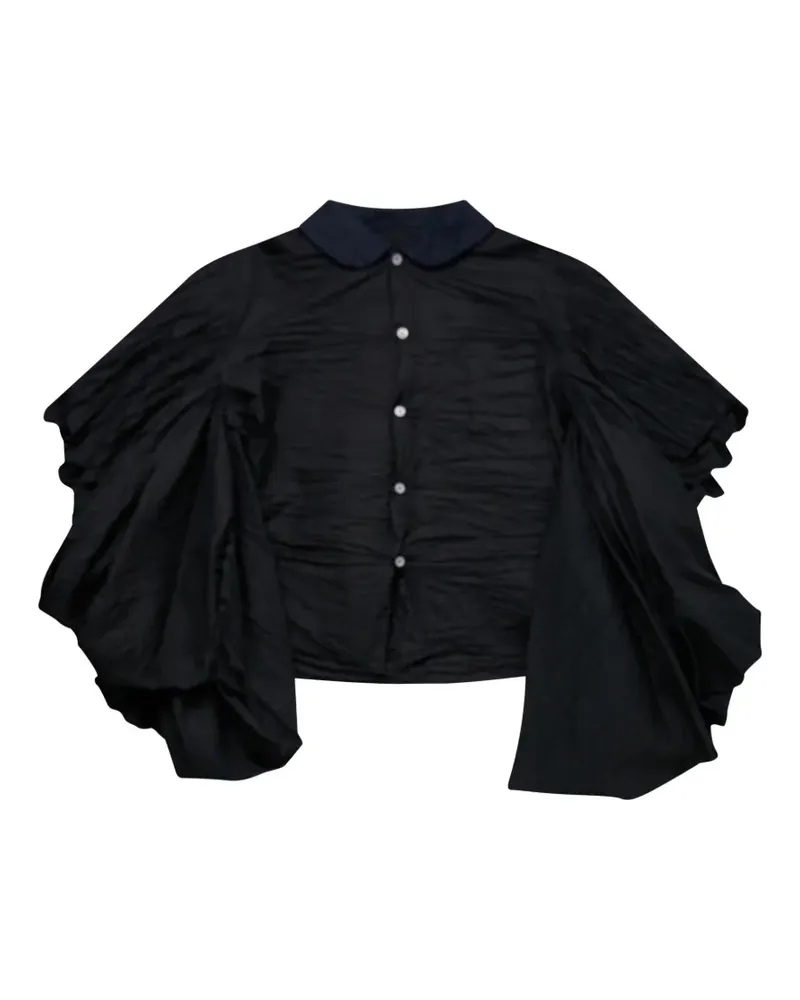 Comme des Garçons Gerafftes Hemd mit Bubikragen - Schwarz Schwarz
