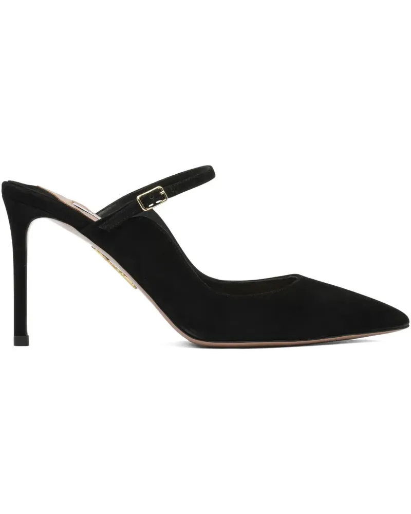 Aquazzura Wildleder-Pumps mit Knöchelriemen - Schwarz Schwarz