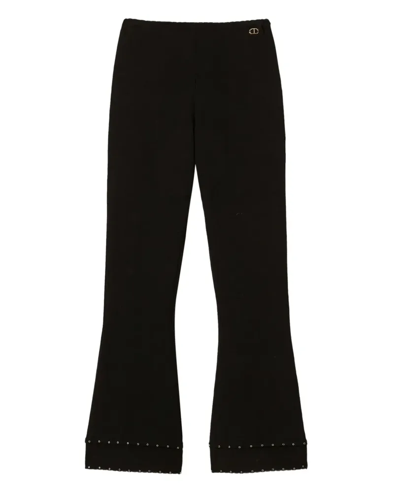 Twin-Set Ausgestellte Hose mit Strass - Schwarz Schwarz