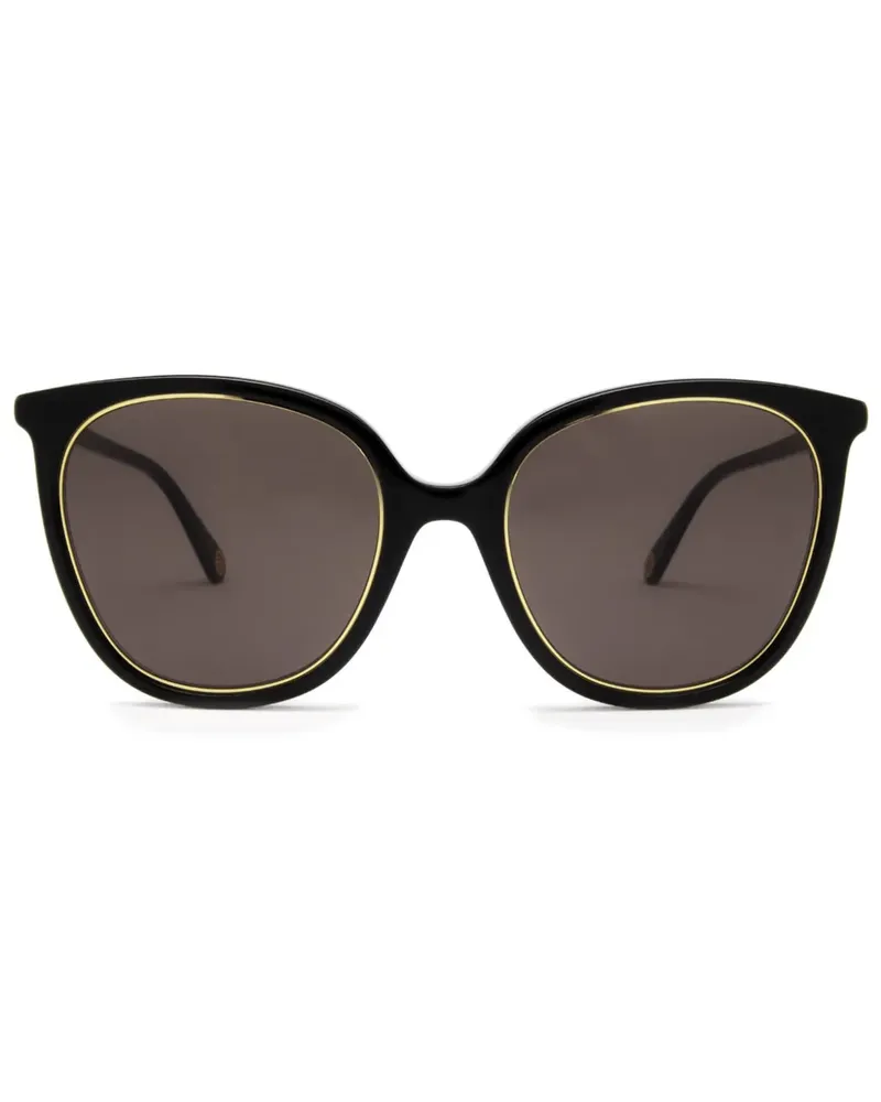 Gucci Sonnenbrille mit rundem Gestell - Schwarz Schwarz
