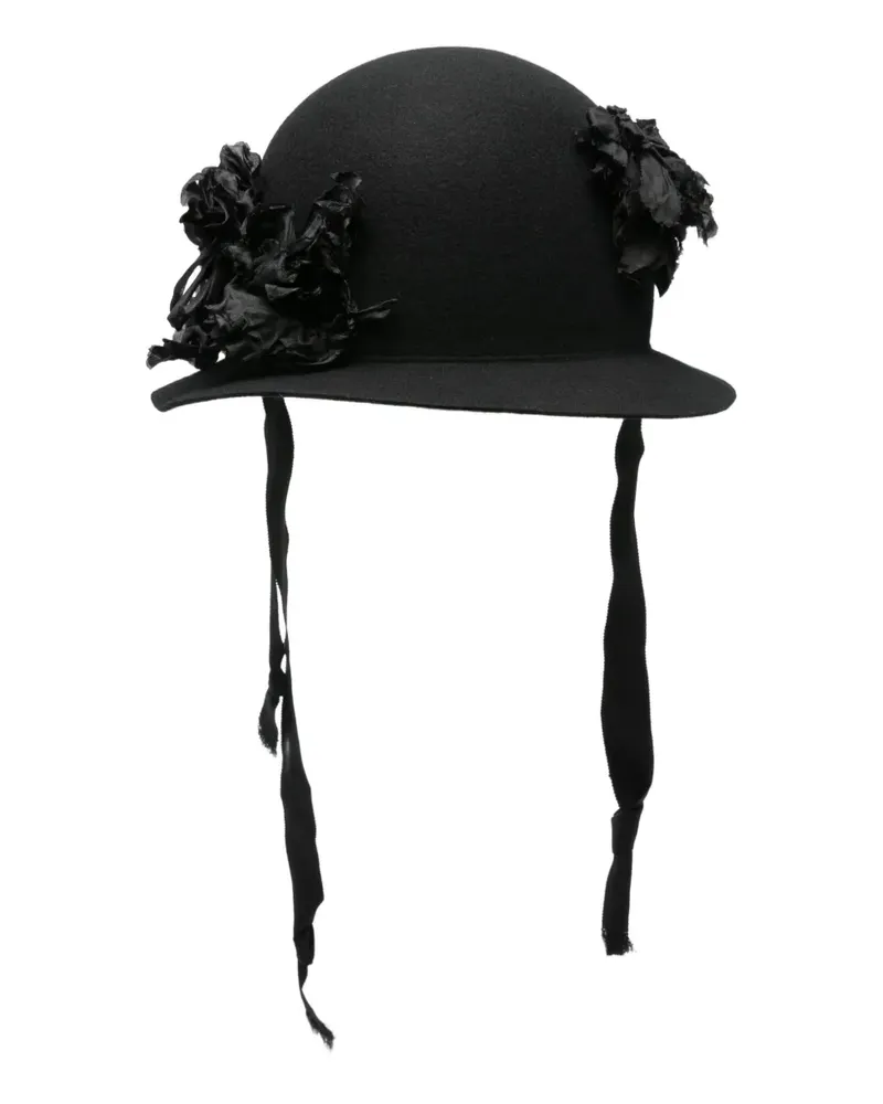 Comme des Garçons Hut mit Blumenapplikation - Schwarz Schwarz